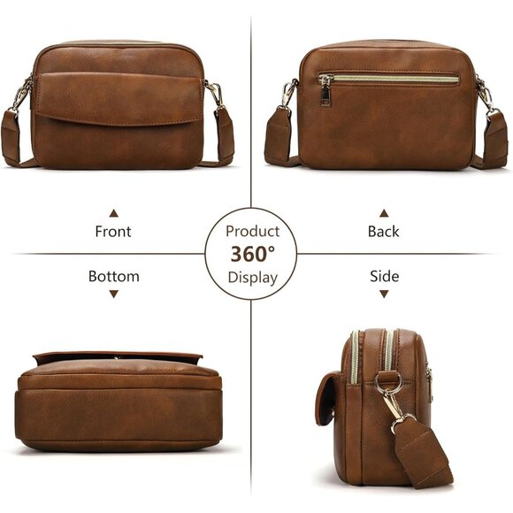 Crossbody Bag Women Vegan Leather Small Zipper Organizer Travel Purse - Picture 6 of 6